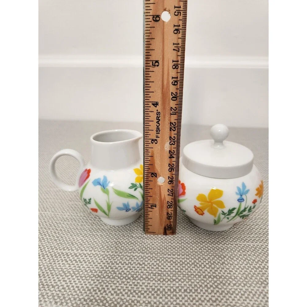 Heinrich Primavera Floral Teapot Set Creamer Sugar Bowl Cup Saucer Germany Small